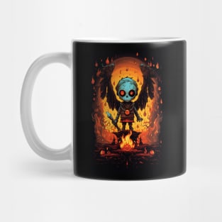 Skull with wings and holding a fireball Mug